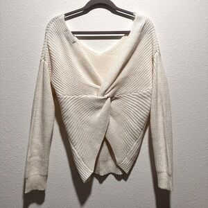 LOVE TREE Back Knot Twist Pullover Sweater Ribbed Knit
